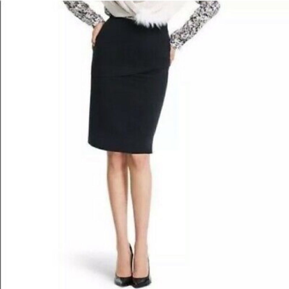 CAbi #3099 Black Overlay Pencil Skirt Size 10